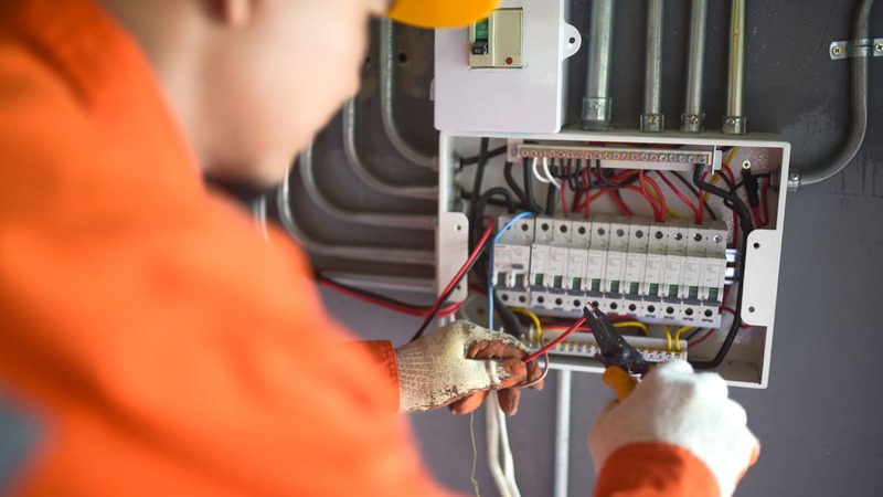 Electrician contractor at work