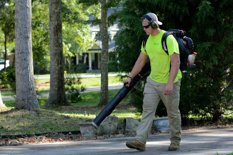 Landscaper contractor at work