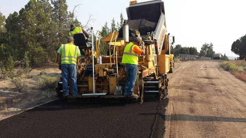 Paving contractor at work