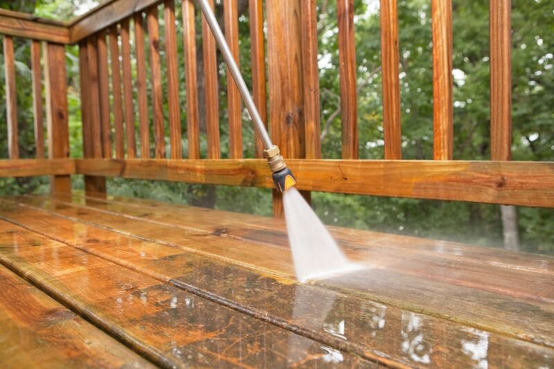 Pressure Washing contractor at work